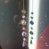 Crystal Wind Chime Star Moon Sun Catchers Windchimes Plated Colorful Beads Hanging Drop for Outdoor Indoor Garden Decor Craft