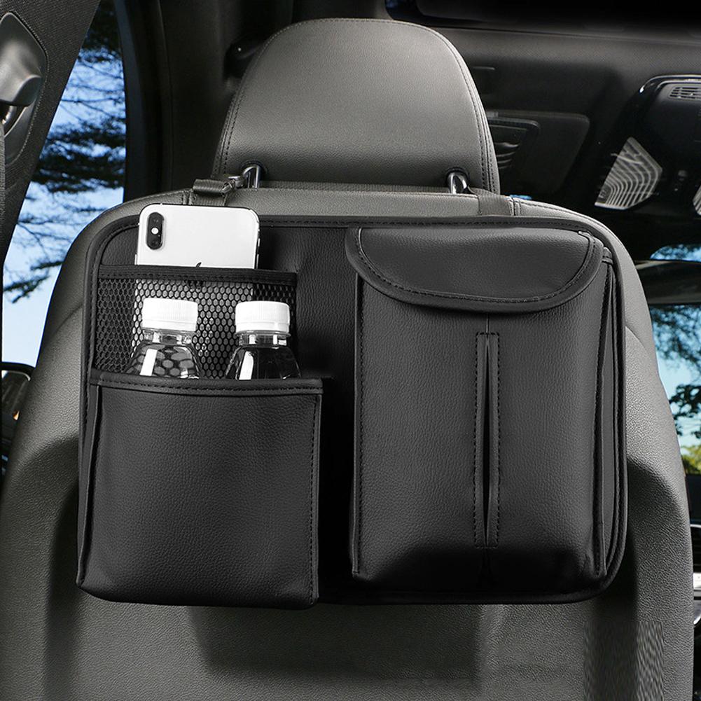 Car Seat Back Storage Organizer Bag Universal PU Leather Multifunction Storage Box Stowing Tidying Pocket Travel Accessories