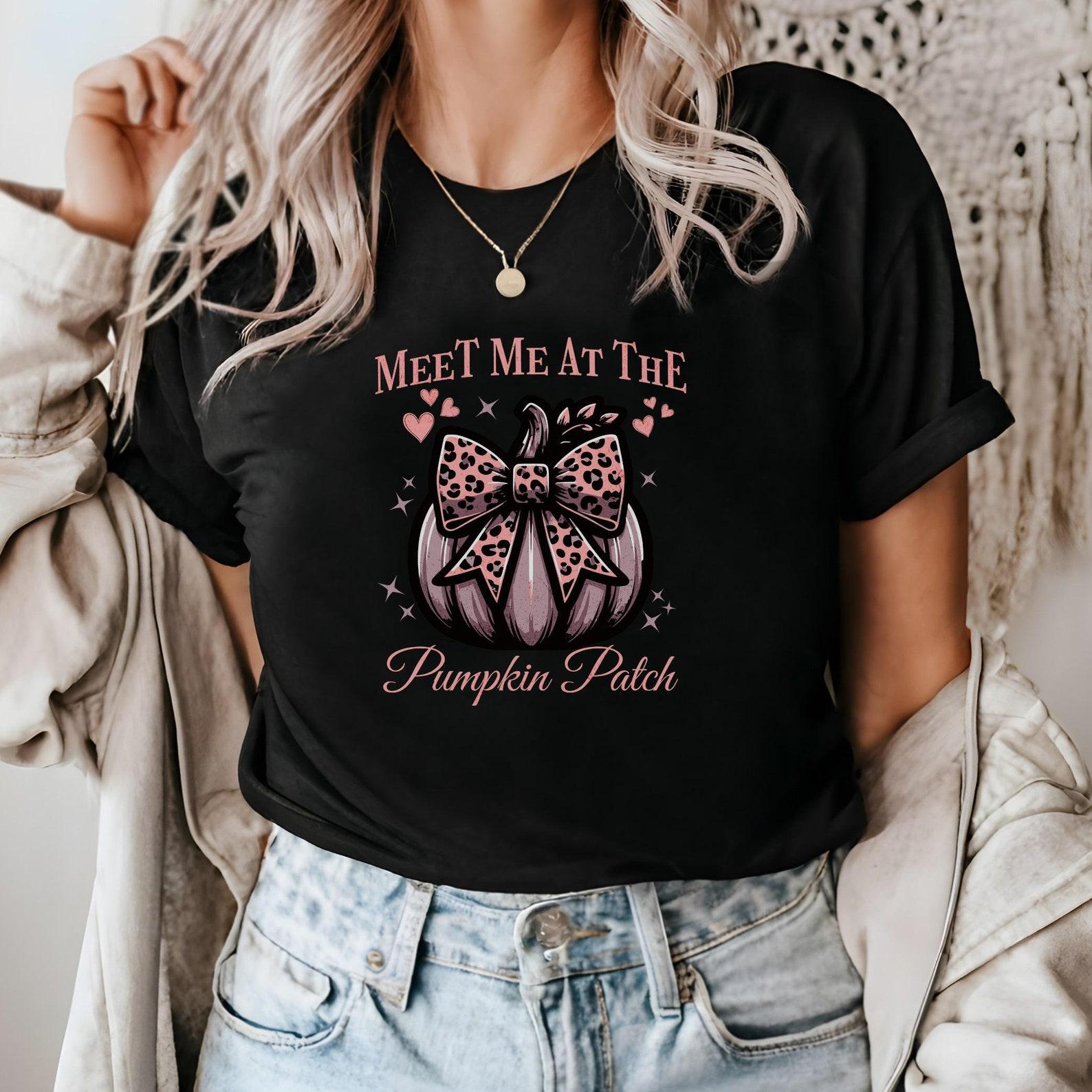 Coquette Pumpkin Patch T-Shirt, Funny Halloween Tee, Bow Shirt 4XL