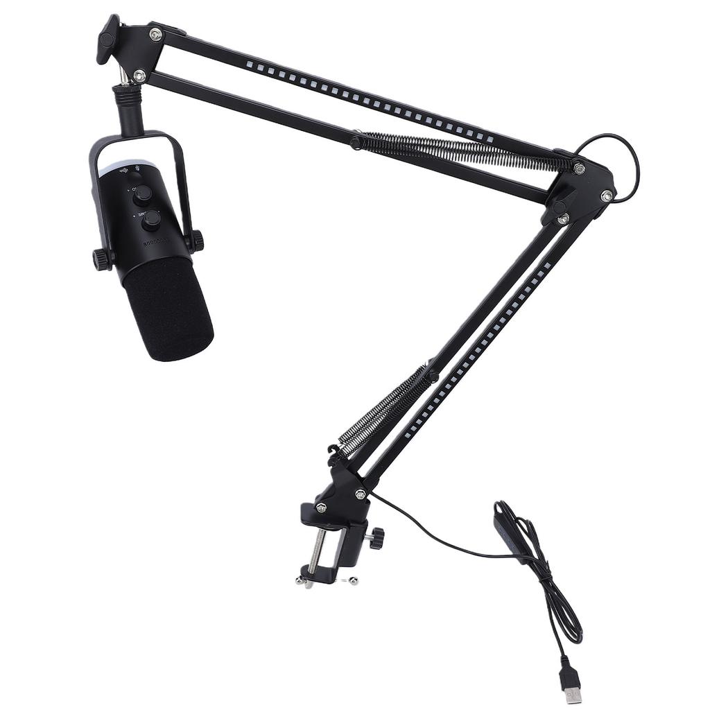 Gaming USB Microphone for PC Dynamic RGB Noise Cancellation Condenser Mic with Boom Arm for Strming Podcast