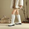 Snow boots autumn and winter piled thick wool cotton shoes medium shoes thick sole flat bottom comfortable warm cotton shoes