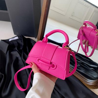 Mini PU Umhängetasche Frauen Mädchen Quadratische Schultertasche Einfarbig Eltern-Kind-Tasche Süße Lippenstift Make-Up Tasche