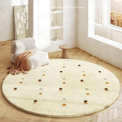 Creme Stil Schlafzimmer Dekor Runder Teppich Flauschig Weiche Teppiche für Wohnzimmer Minimalistischer Nachttisch Verdickter Teppich Zuhause Plüsch Bodenmatte