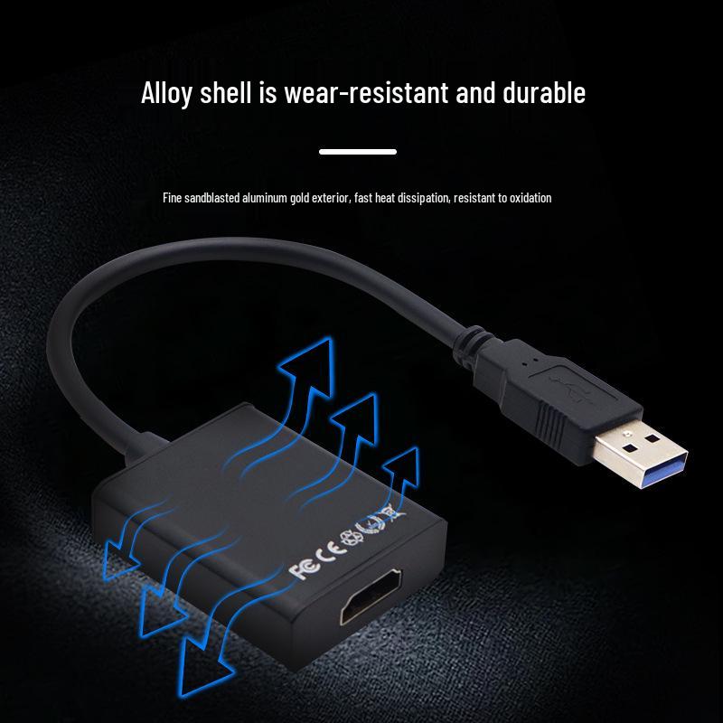 USB 2.0 To HDMI Adapter Cable, Aluminum Alloy, HD 1080P Extender
