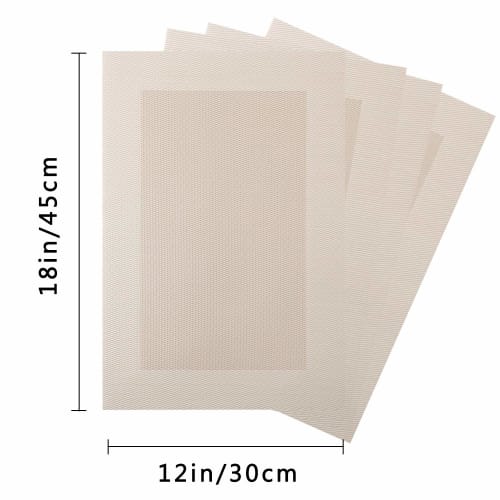 Topfinel Placemats, Stylish, Nordic Design, Available in 6 Colors, Waterproof, Stain-Resistant, Insulating, Non-Slip, Easy to Clean, PVC, Light Coffee
