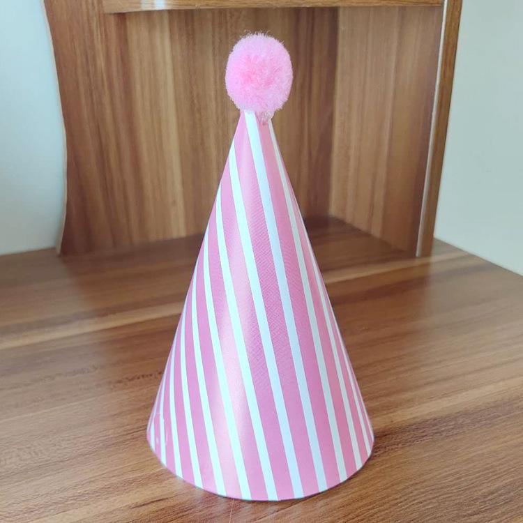 Children'S Birthday Hat Polka Dot Plaid Pompom Party Hat Baby Birthday Party Decoration Birthday Hat