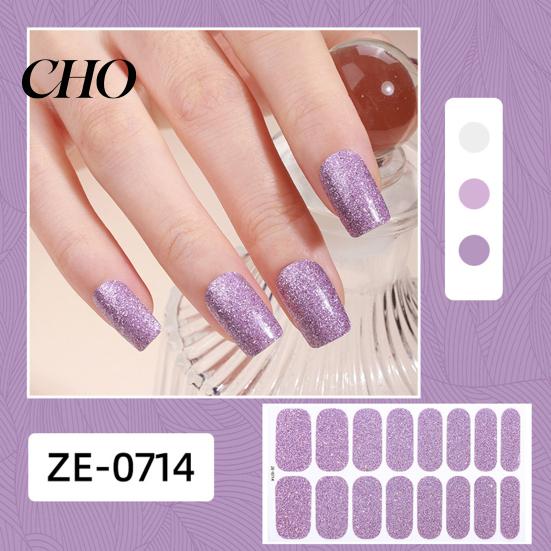 Nail Art Decal Glitter Polish Strips with File Easy Apply Remove Self Adhesive Women Strip Full Sticker Home Manicure DIY Decoration Wrap