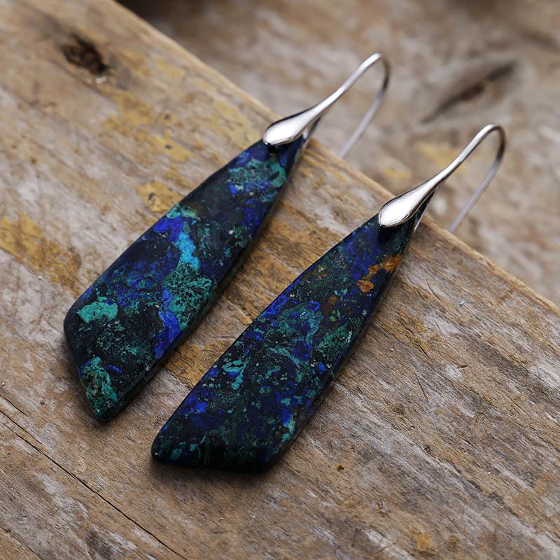 Bohemian Emperor Stone Geometric Pendant Earrings Popular Natural Stone Jewelry