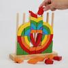 Rainbow Stackable Wooden Geometric Shapes - Baby Educational Toy Rings