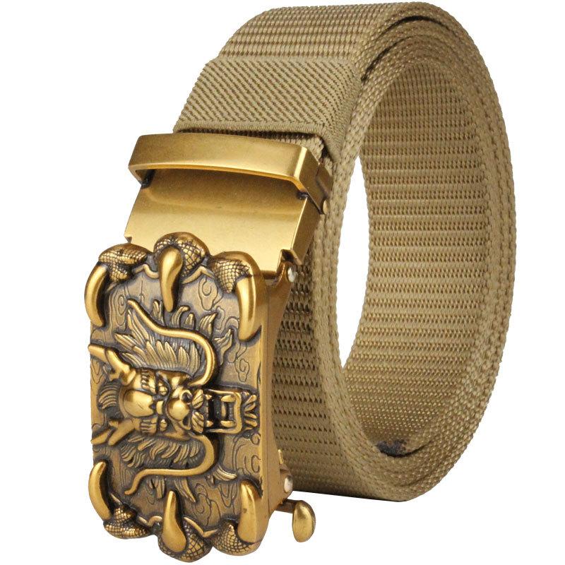 Belt, Men's Automatic Buckle Toothless Business Casual Men's Belt, Young People's Personality Trendy Nylon Canvas