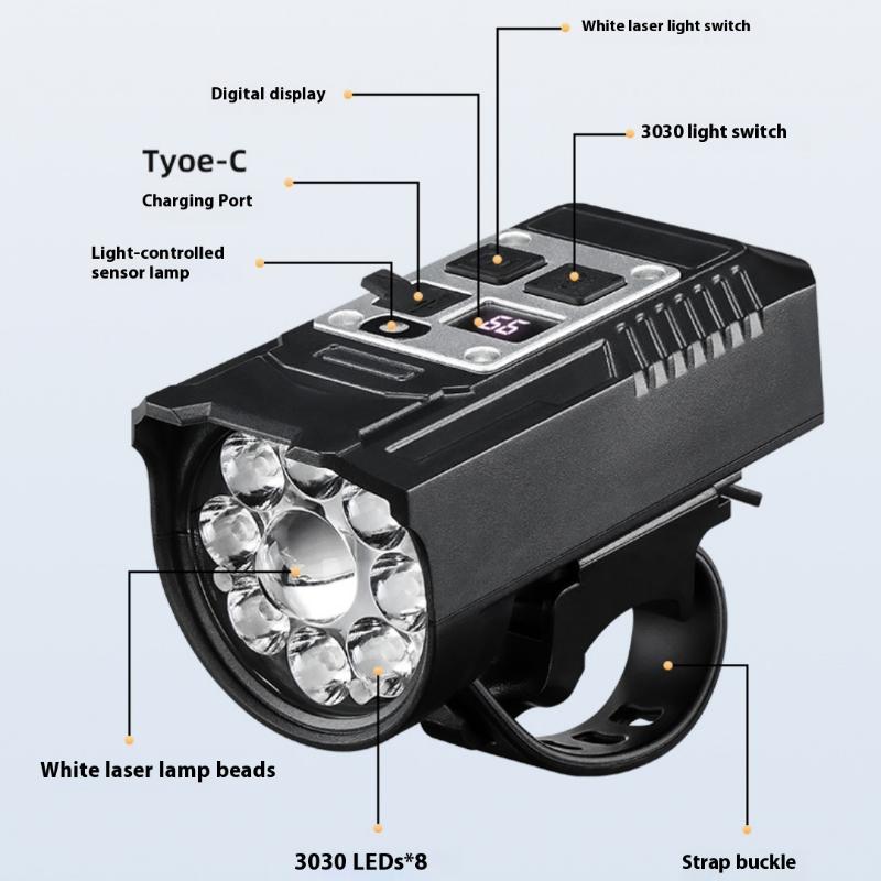 1 Set Luce Anteriore LED per Bici Tipo-C Ricaricabile Lampada per Bici Luci Ultraleggere per Manubrio Torcia per Ciclismo Impermeabile Faro