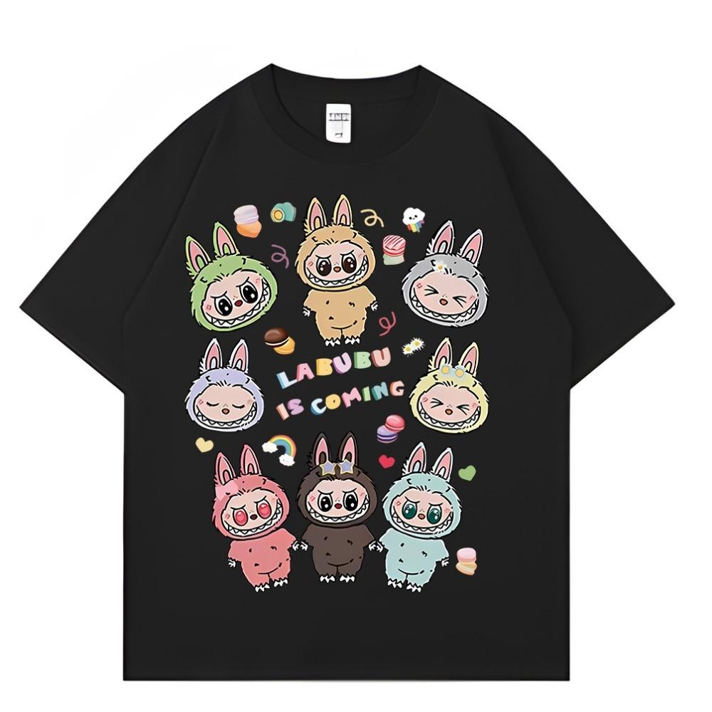 Labubu Cartoon Pattern Women T-shirt 3D Print Casual Fashion Plus Size Short Sleeve Clothes Tops Tees