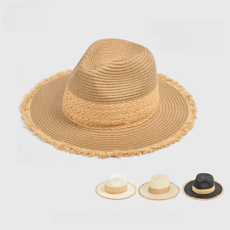 Summer Panama Hat With Wide Brim For Beach And Outdoor Sun Protection
