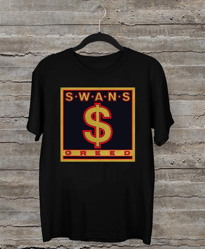 НОВАЯ Футболка с коротким рукавом Swans Band - Greed, хлопок, черный, все размеры, AG1203, унисекс S