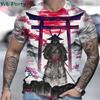 3D Printed Japan Samurai Pattern T-shirts Summer O-Neck Short Sleeve Loose Fashion Personality Street T-shirts