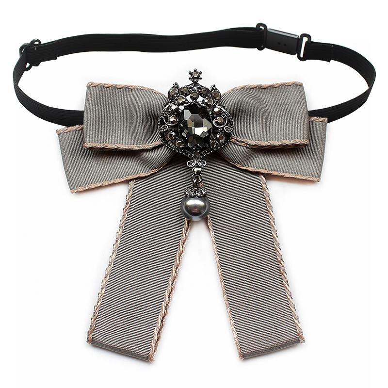 Black Crystal Women Neck Ties Accessories Vintage Bow Tie Women Green Fake Neck Tie For Women Tops and Blouses Shirt Gravata