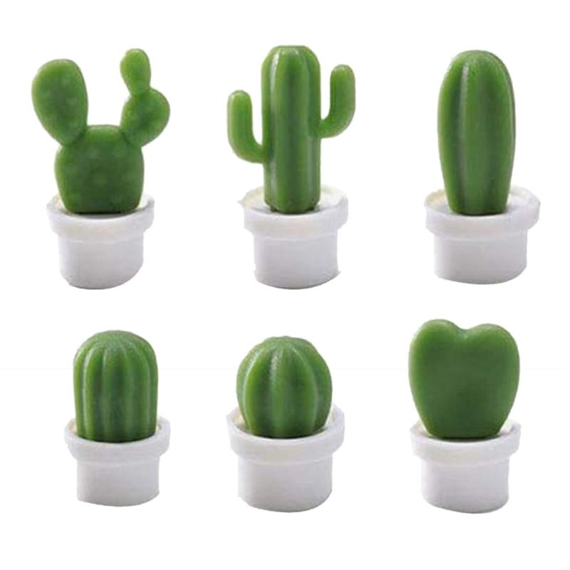 6Pack Cactus Themed Clip 3D Resins Succulents Plant Magnets Functional Refrigerator Accessories Home Office Use