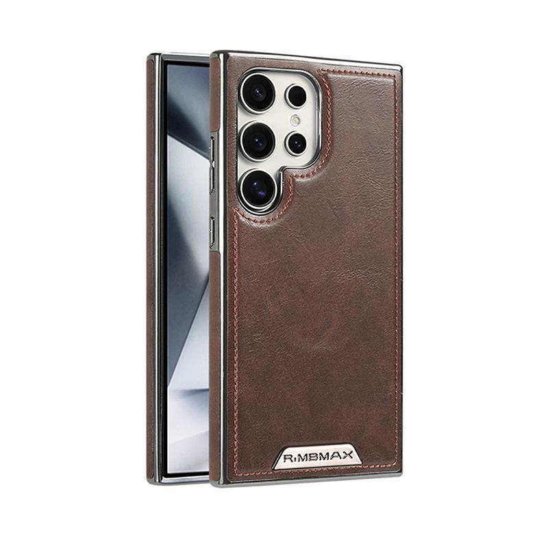 Applicable to Samsung s25edge mobile phone case magnetic suction anti-drop all-inclusive s26ultra electroplated 24u business s23u leather case