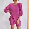 Ensemble short ample à col rond et couleur unie pour femme