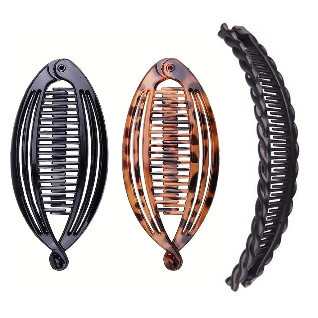 3Pcs/Set Fish Shape Hair Claws Clips Ponytail Holder for Women Girls Banana Clips Crabs Black Hair Styling Accessories