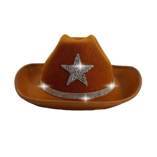 Kids Hat Sparkling Rhinestone Star Pattern Lightweight Comfortable Fit Cowboy Hat Carnivals Dress-Up Halloween Accessories