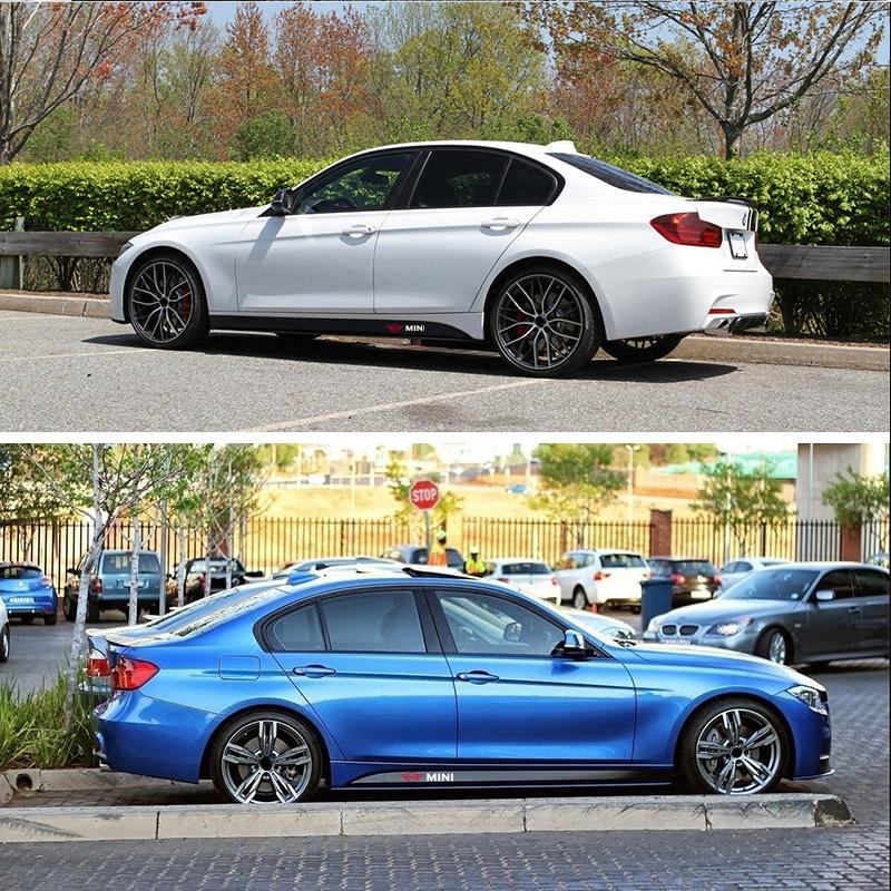 2pcs Car Door Side Skirt Car Body Decal Carbon Fiber Art Stickers For BMW Mini Cooper One S R53 R56 R60 F55 F56 Car Accessories