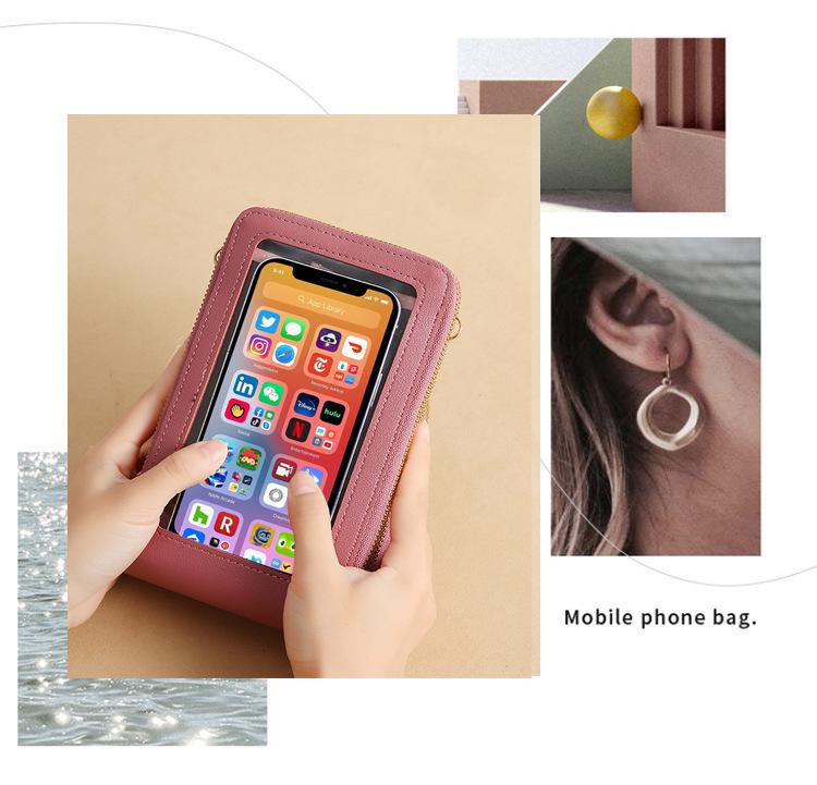 Damen Touchscreen Umhängetasche - Große Kapazität, Multifunktional, Dreilagiges Reißverschluss-Münzfach