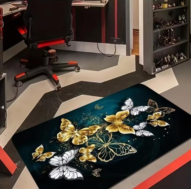 Elegant Colorful Butterfly Design Carpet Soft Comfortable Anti Staining Living Room Bedroom Study Room Game Room Room Decoration