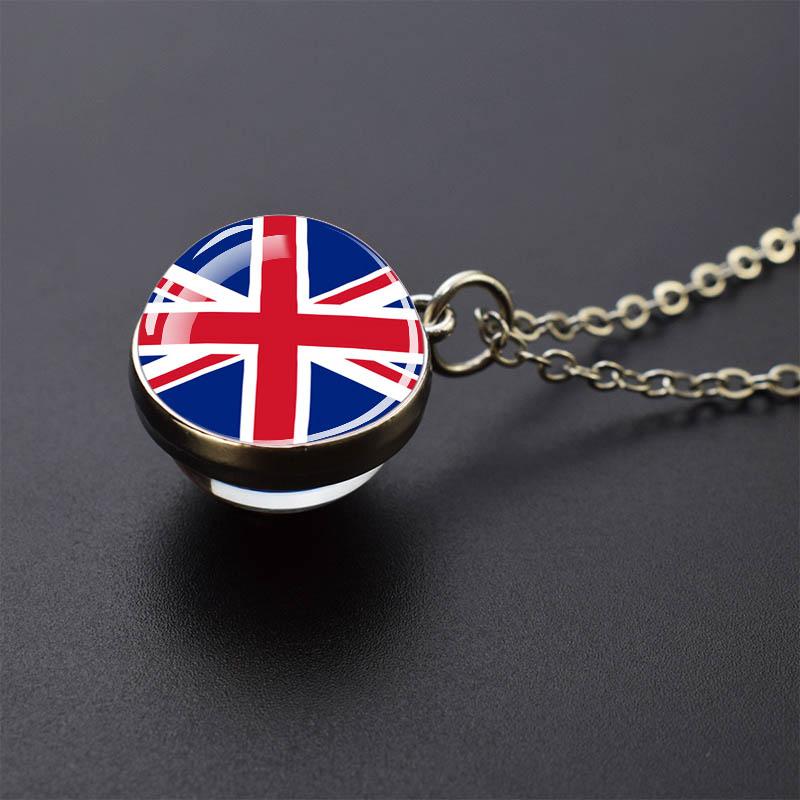 Countries Flag Glass Ball Necklace Russia France Spain UK Italy Poland Ukraine Flag Pendant Necklace Travel Gift