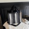 Korean version of canvas shoulder bag 2025 autumn and winter new literary stripes large-capacity student tote bag fashion shopping bag