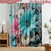 2D Flat Printing 2pcs Curtain Window Curtains Rustic Floral Design Digital Printed Polyester Drapes Party Decorations Perfect
