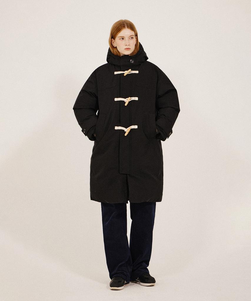 Kiimuir Oversized 2-Way Duffle Hooded Long Padded Jacket_Black