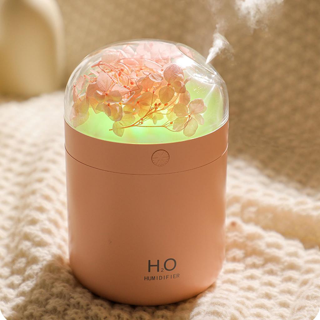 Eternal Flower Humidifier 2W 500ML Water   USB Powered Desktop Humidifier with 7 Color Light for Bedroom  