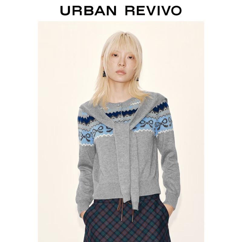 

Women s Fair Isle Faux Two-Piece Tie-Waist Knitted Cardigan M