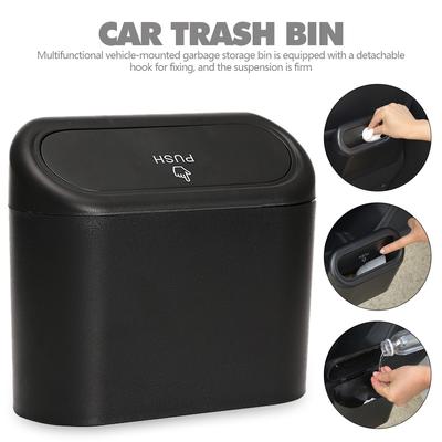 Mini Car Trash Can Hanging Organizer Multi-function Car Hanging Storage Box Waterproof Push Lid Trash Bin Interior