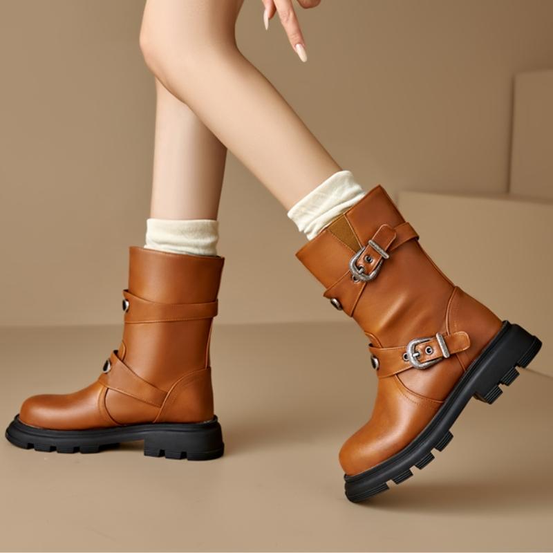 Schwarze Damen Stiefeletten Gummi Niedriger Absatz Motorradstiefel Braun Herbst Winter Schuhwerk Schuh Unisex Große Größe Wasserdicht