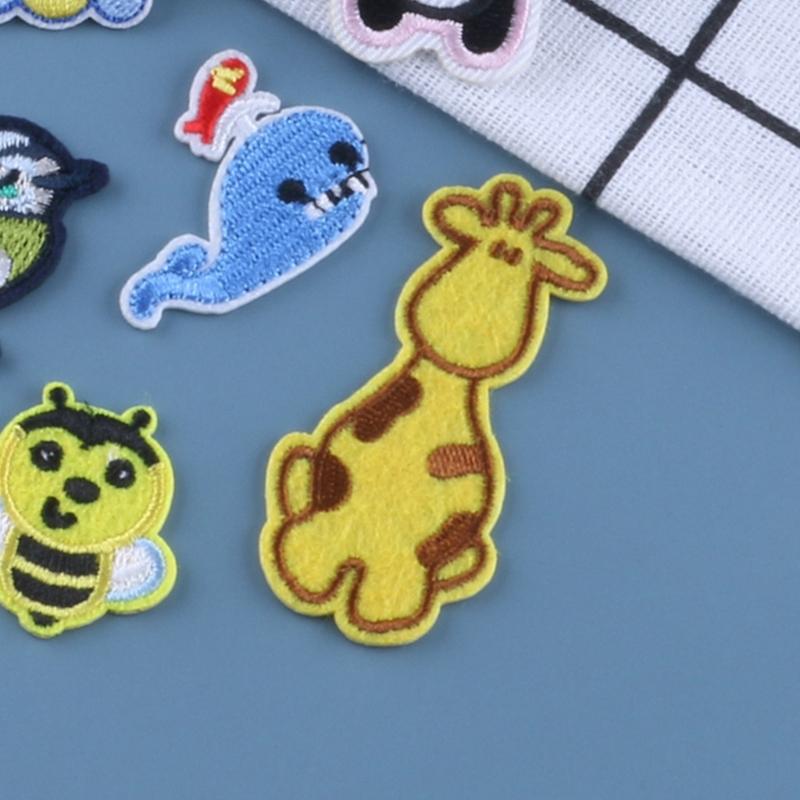 10 Stück Panda Reparaturflicken Giraffe Aufbügler Gestickte Flicken Cartoon Tier Aufnäher zum Aufnähen für Kleidung Hut