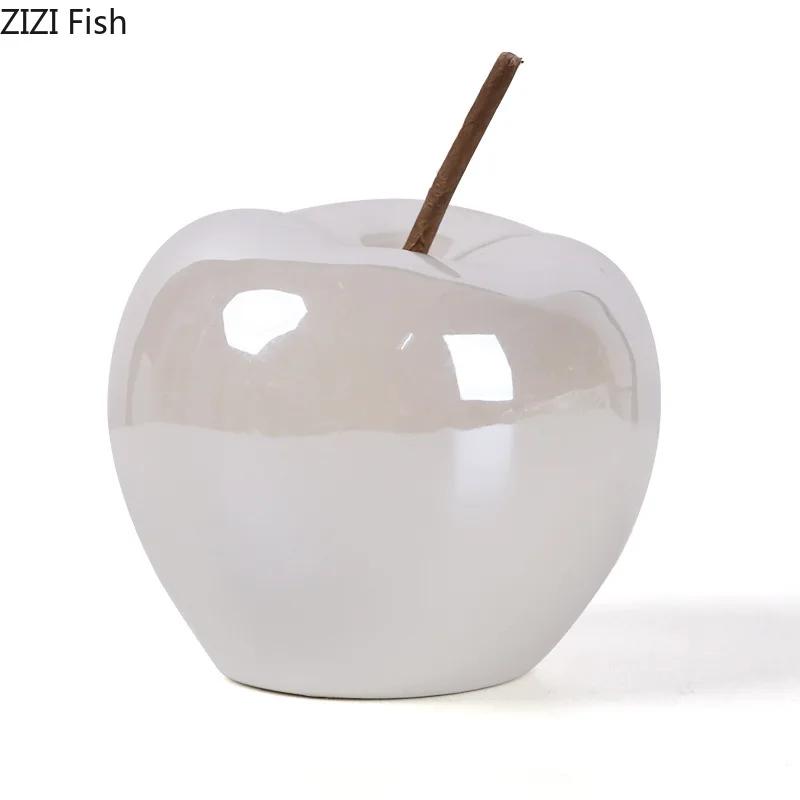 Glowing Ceramic Apple Statue Decoration Desk Ornaments Apple Sculpture Using Button Batteries Glowing Apple Room Aesthetic Decor