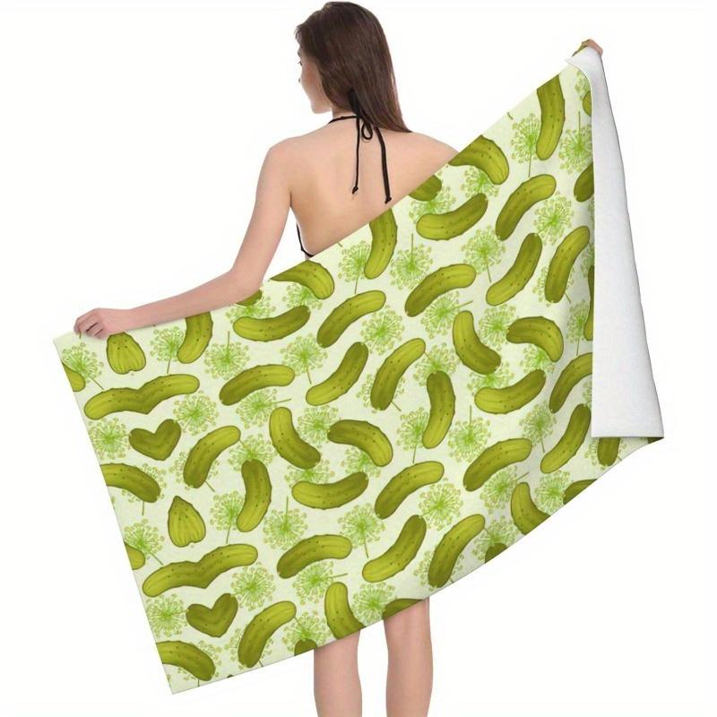 Sushi Pickle Print Beach Towel, Soft Polyester for Sports Spa Yoga Hotel Gym Machine Washable W40*H60(CM)