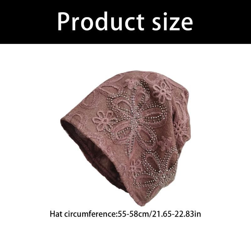 Breathable Crochet Brimless Hat for Spring and Autumn Comfortable Polyester Fabric Skull Hat for Women Daily Outfit