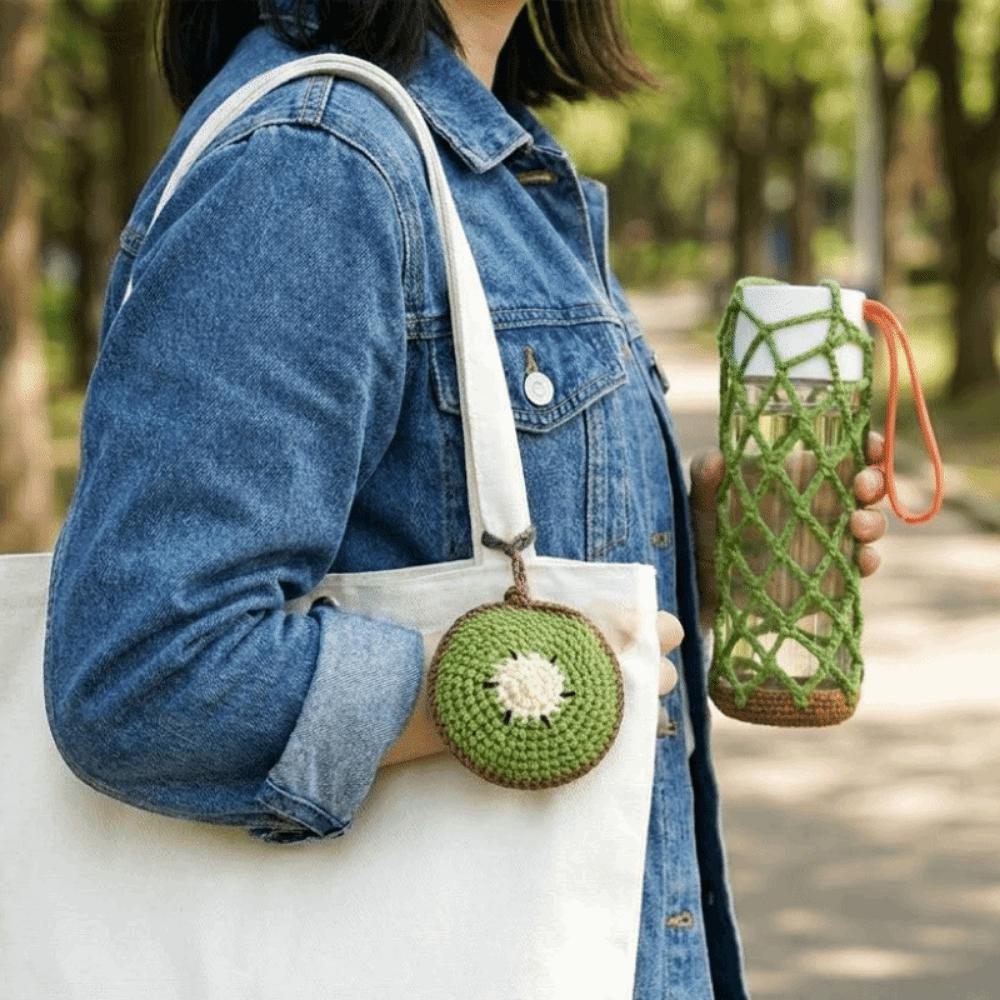 Sac en Maille Pliable Forme Fruit pour Fruits Sac de Rangement pour Petits Objets Porte-Gobelet Accessoire pour Tasse