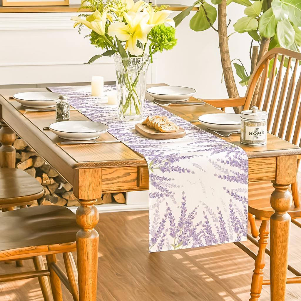 Lavender Tablecloth Spring Table Runner Kitchen Dining Table Decoration for Wedding Home Parties Supply 13x71inch