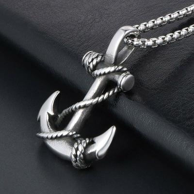 Κολιέ με Κρεμαστό Ανοξείδωτο Ατσάλι για Άνδρες, Ναυτικό, Σέρφινγκ, Παραλία, Άγκυρα