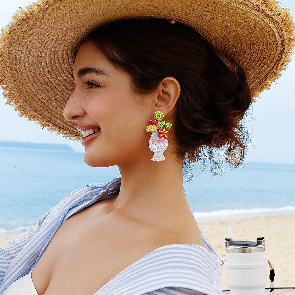 

A pair Bohemia Fruit Dangle Earrings Bead Eardrop Cute Jewelry Accessories Sandbeach