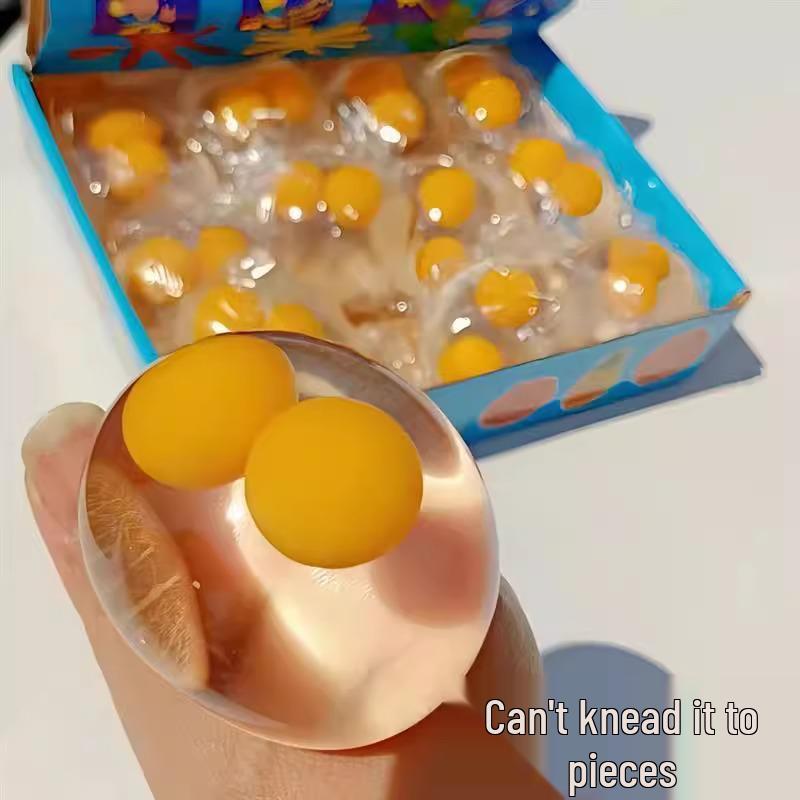 Ou Glumă cu Gălbenuș Dublu Transparent - Jucărie de Strâns Realistă pentru Reducerea Stresului și pentru Copii