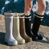 Damen wasserdichte Anti-Rutsch-Gummiregenstiefel mit hohem Bund und flauschigem Futter, langlebige Küchengaloschen für den Hausgebrauch