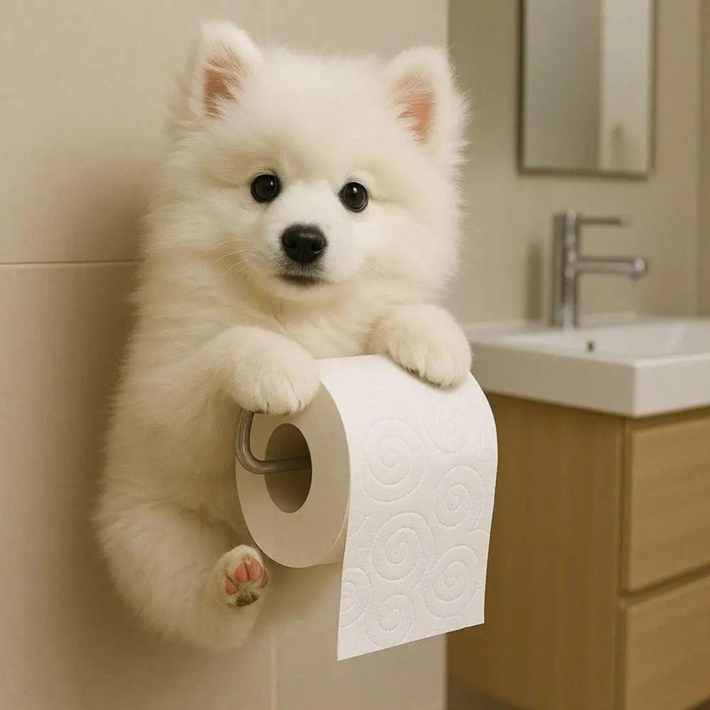 3D Dog Shape Roll Paper Organizer Decorative Hanging Paper Towel Stand  Dorm Room
