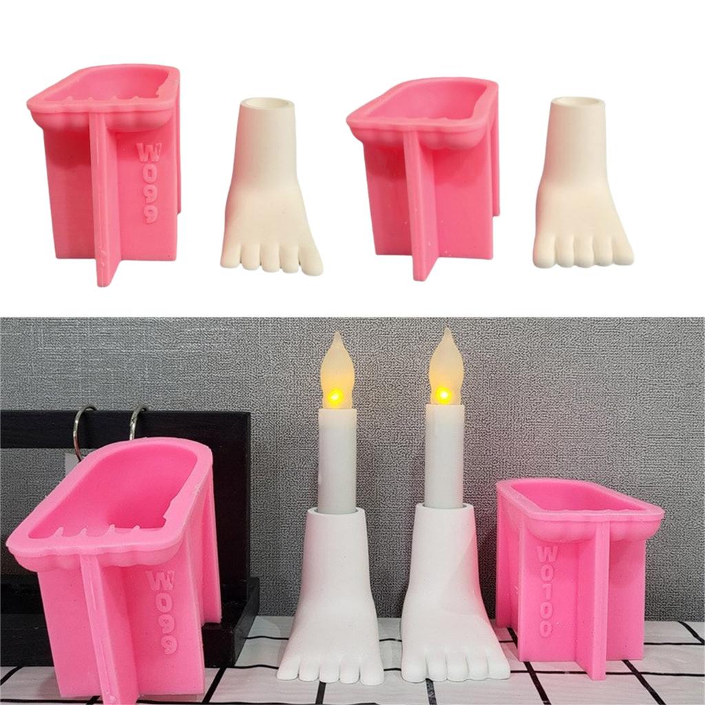 Foot Shaped Candle Holder Mold Flexible Silicone Candle Stand Molds Handmade Concrete Planter Cement Mold for Enthusiast