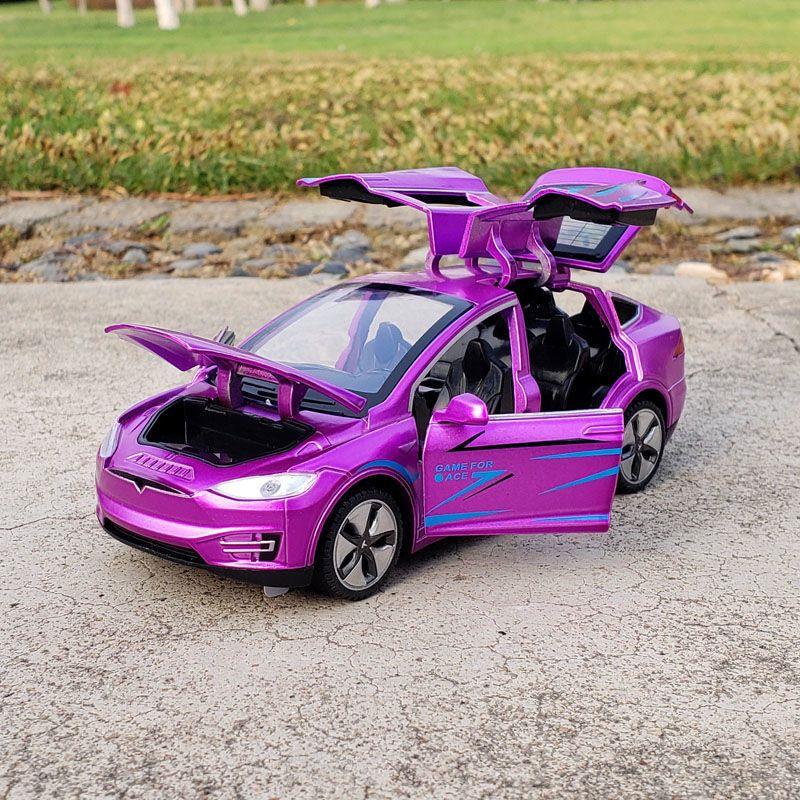 1:32 Model S Model 3 Model X Alloy Car Model Diecast Metal Toy Vehicles Car Model Simulation Sound and Light Kids Toy Gift