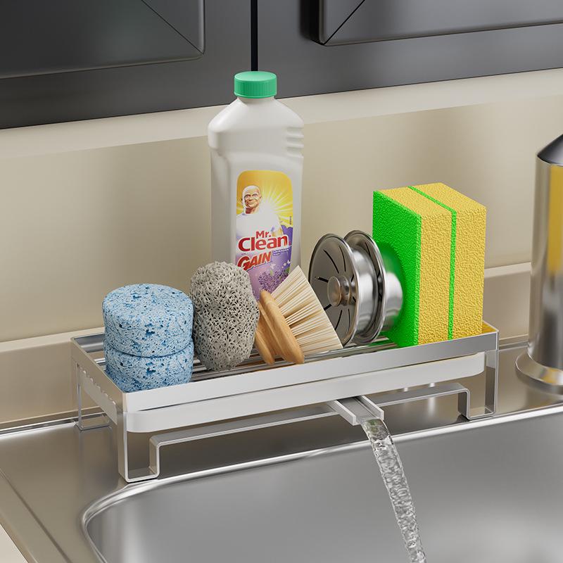 Stainless Steel Multifunctional Sink Sponge & Dishcloth Holder Rack